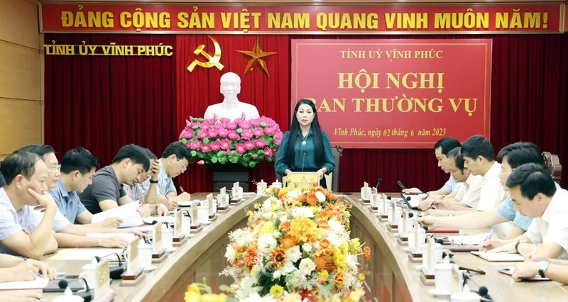 Ban Thường vụ Tỉnh ủy Vĩnh Phúc họp cho ý kiến về công tác cán bộ hồi đầu tháng 6. Ảnh: CTV