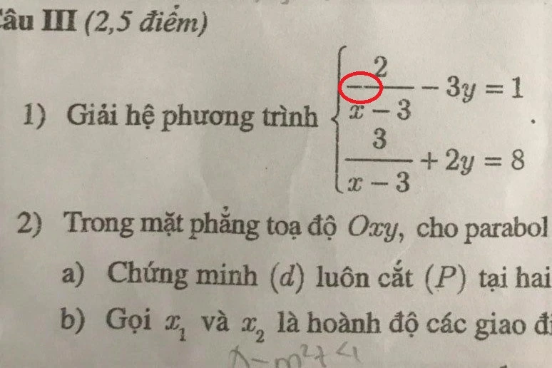 Trong đề thi môn Toán, có phần mờ khiến thí sinh hiểu lầm. Ảnh CTV