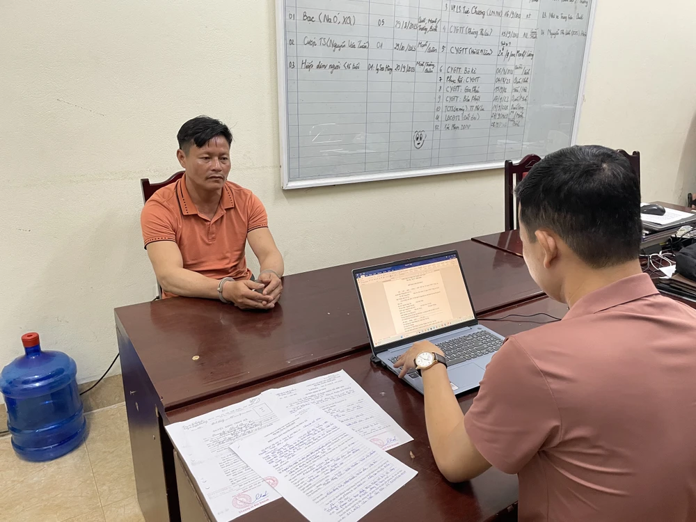 Nguyễn Ngọc Hà tại cơ quan công an. Ảnh CA