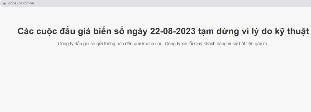 Một số người tham gia đấu giá lo ngại không thể lấy lại tiền sau thông báo của đơn vị tổ chức. Ảnh: Chụp màn hình