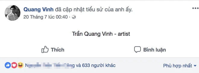 Quang Vinh còn sửa họ và tên đầy đủ. Anh họ Trần, không phải họ Nguyễn.