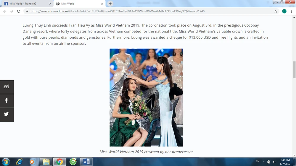 Trang chủ Miss World khen ngợi tân hoa hậu Lương Thùy Linh ảnh 2