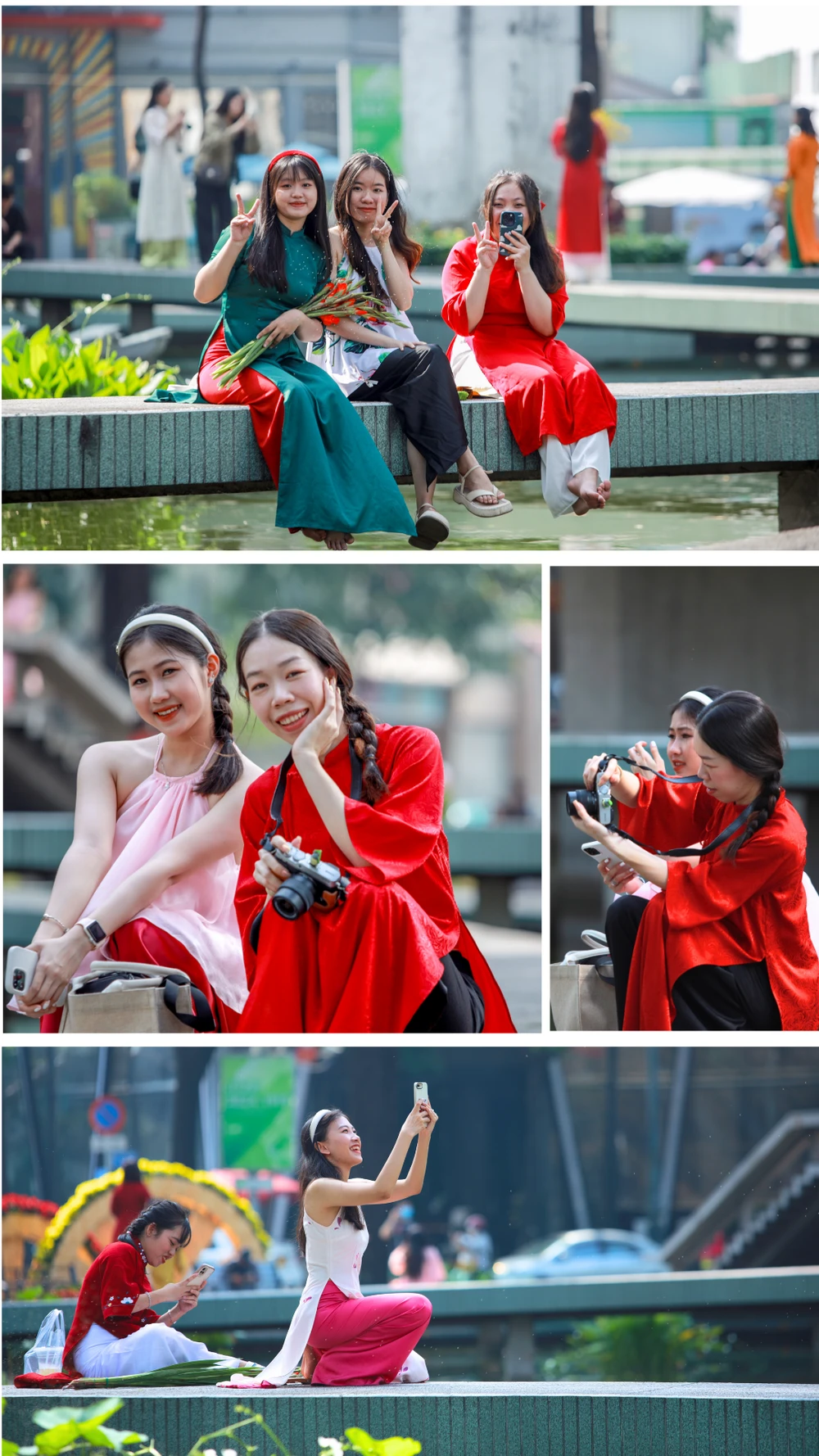 chụp ảnh áo dài tết tại Hồ Con Rùa