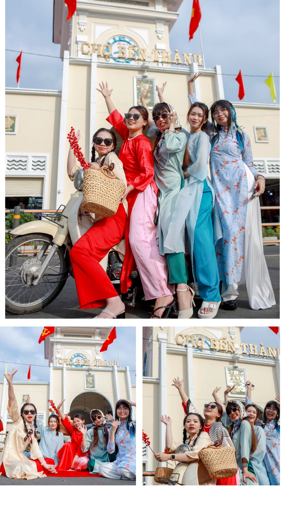 chụp ảnh áo dài tết tại chợ Bến Thành