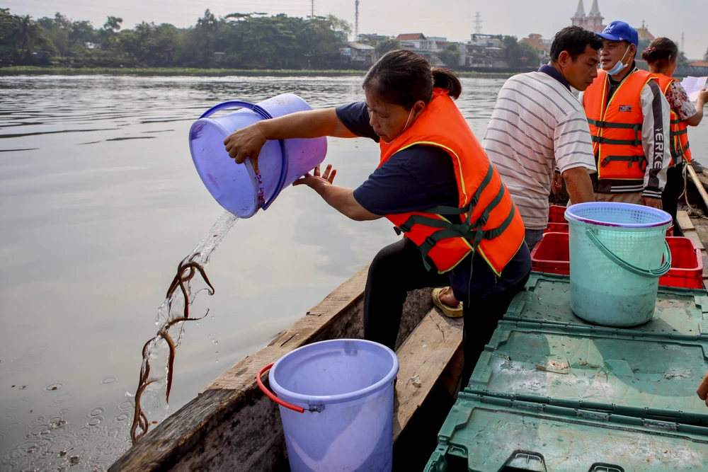 Đông nghẹt người viếng chùa, phóng sinh Rằm tháng Giêng