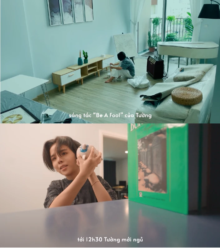 Vũ Cát Tường trong ngôi nhà đầu tiên của mình trước tuổi 30. Ảnh chụp màn hình