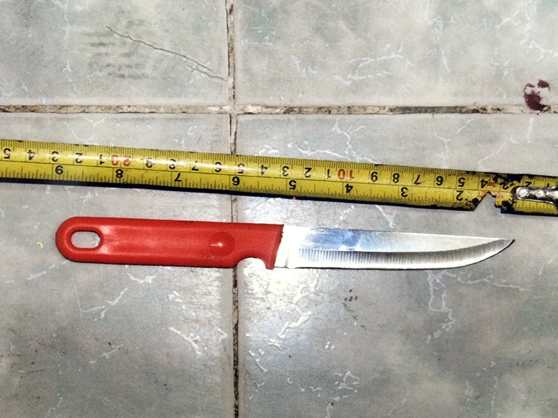 Con dao Hiếu sử dụng tạo nhiều vết thương trên người cha ruột của mình.