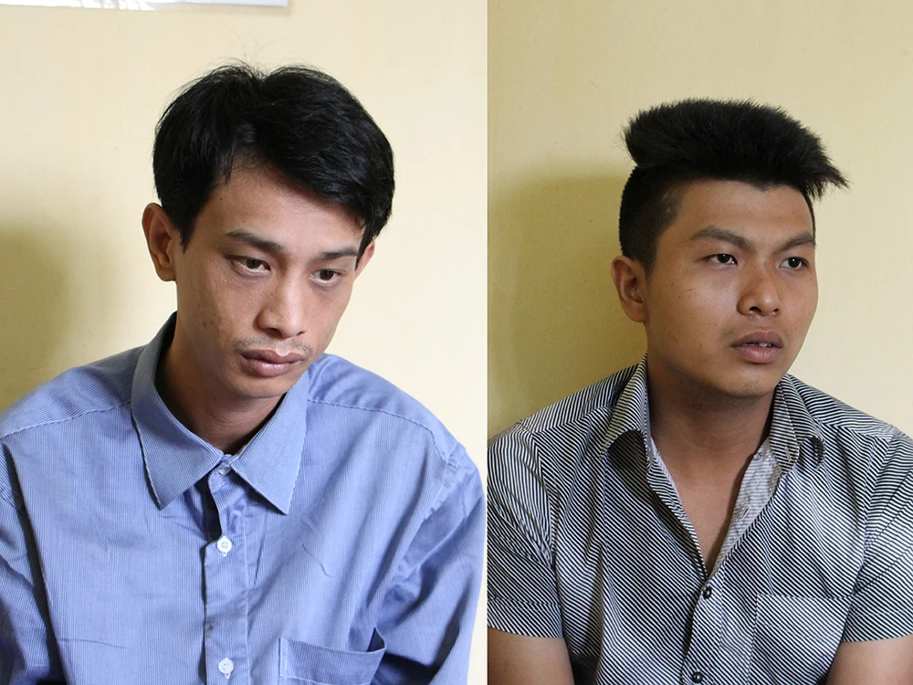 Quốc (bên trái) và nhân được xác định có gây ra một vụ cướp giật điện thoại iPhone khác ở quận 9