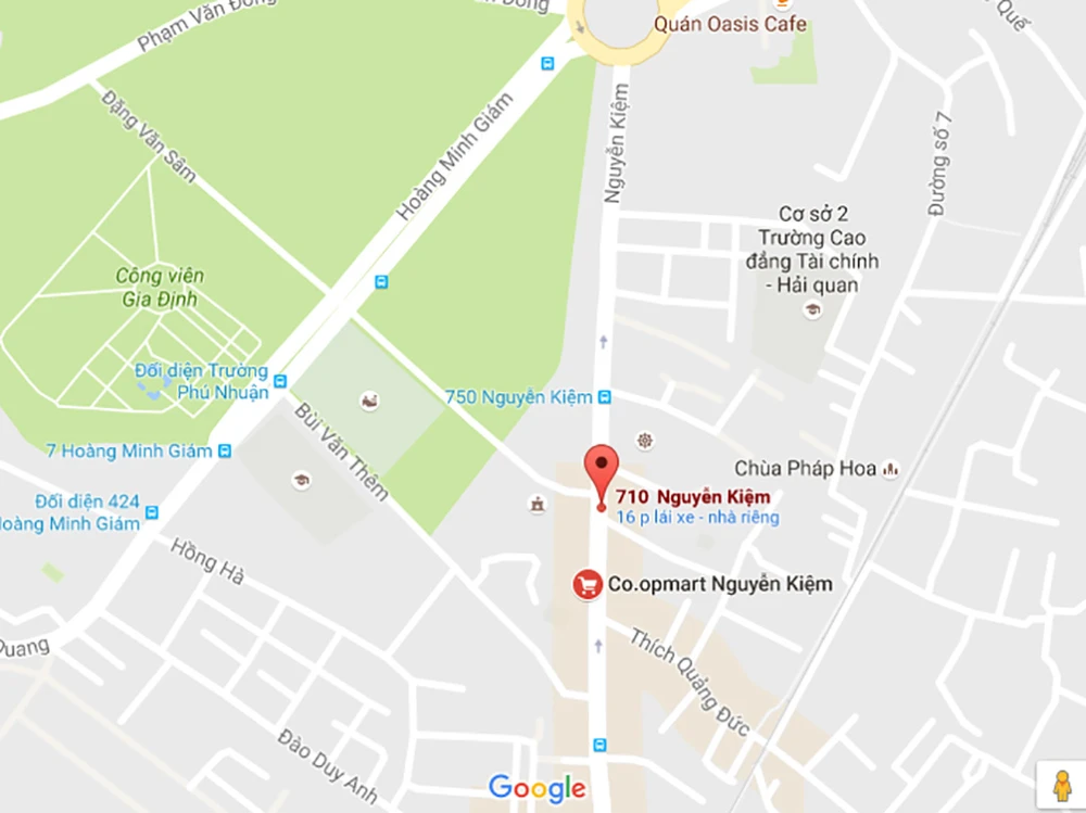 Vị trí tai nạn xảy ra trên đường Nguyễn Kiệm.