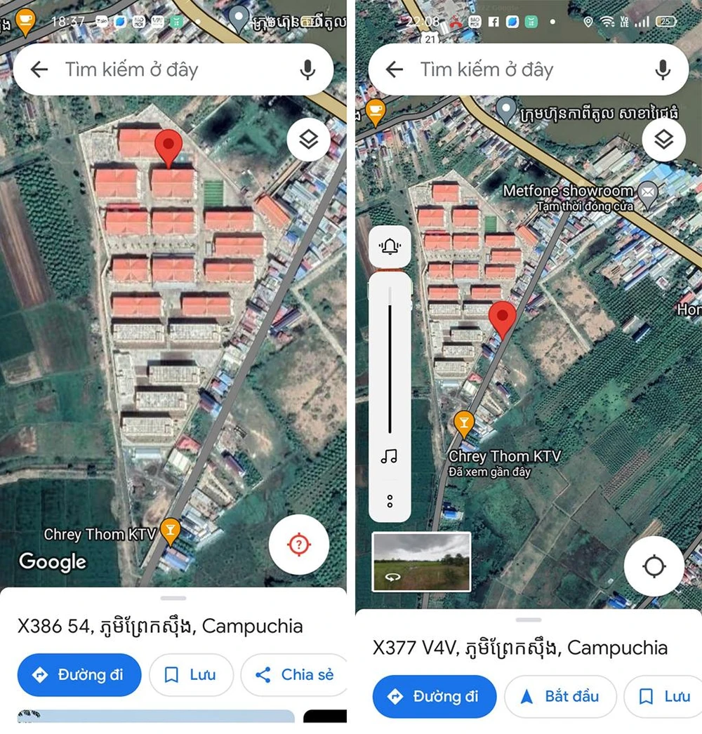 Một nạn nhân ở Campuchia gửi định vị nơi mình ở nhờ giải cứu. Ảnh: NDCC