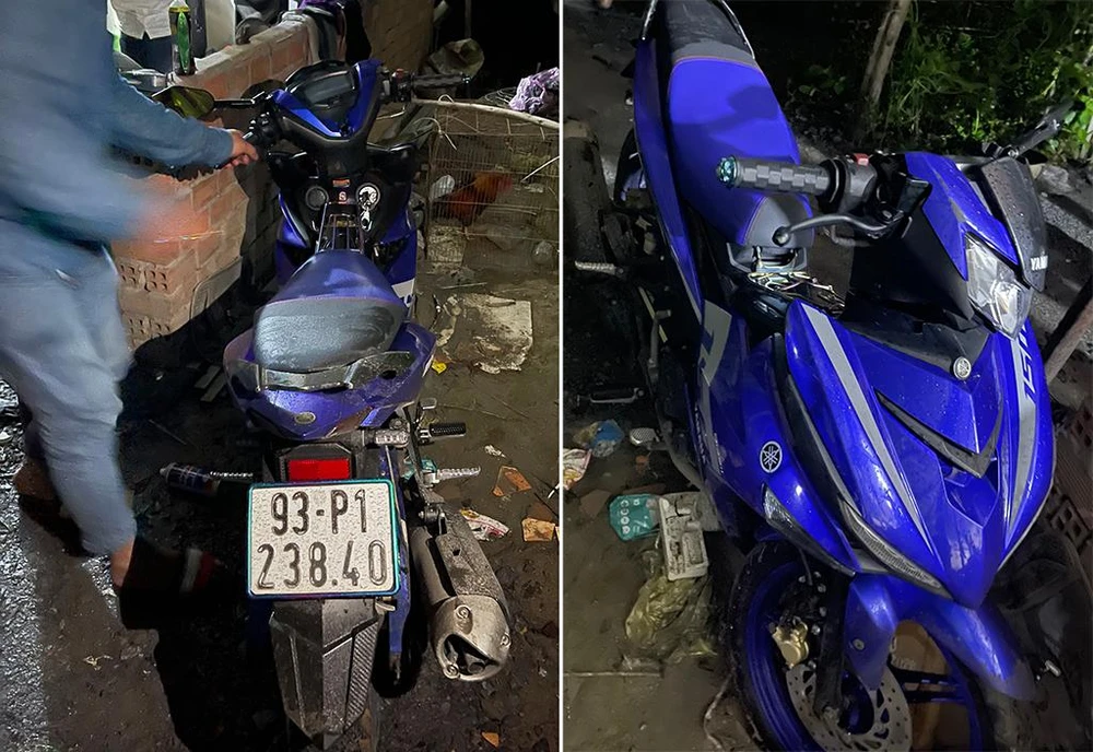 Chiếc xe máy tang vật bị công an tạm giữ. Ảnh: CA