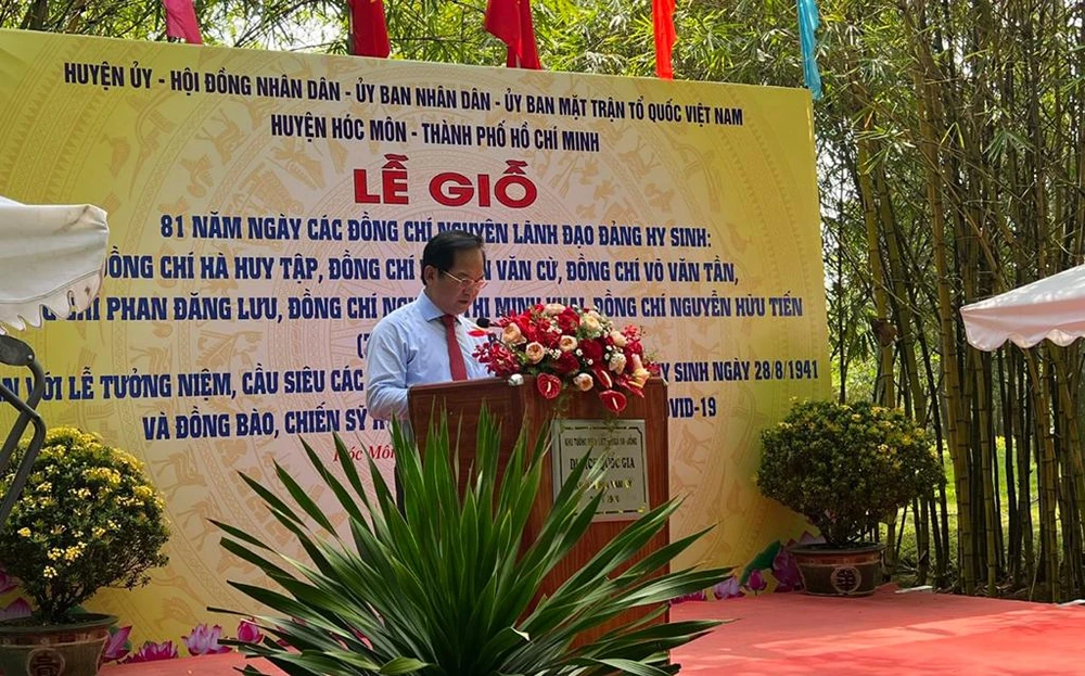 Ông Trần Văn Khuyên - Bí thư Huyện ủy huyện Hóc Môn cho biết hiện kinh tế, xã hội trên địa bàn đã được khôi phục, phát triển sau đại dịch COVID-19. Ảnh: NT