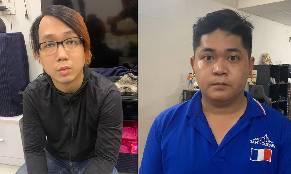 Hai người cầm đầu đường dây bị công an tạm giữ, điều tra. Ảnh: CA