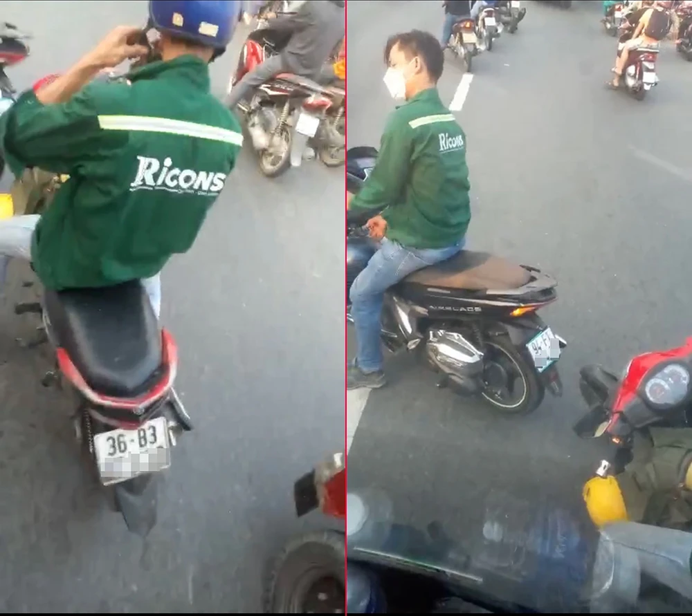 Hai nam thanh niên chặn xe khách, đập phá kính chắn gió trên Quốc lộ 1. Ảnh: NDCC