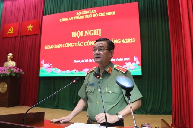 Thiếu tướng Lê Hồng Nam, Giám đốc Công an TP.HCM phát biểu chỉ đạo tại hội nghị