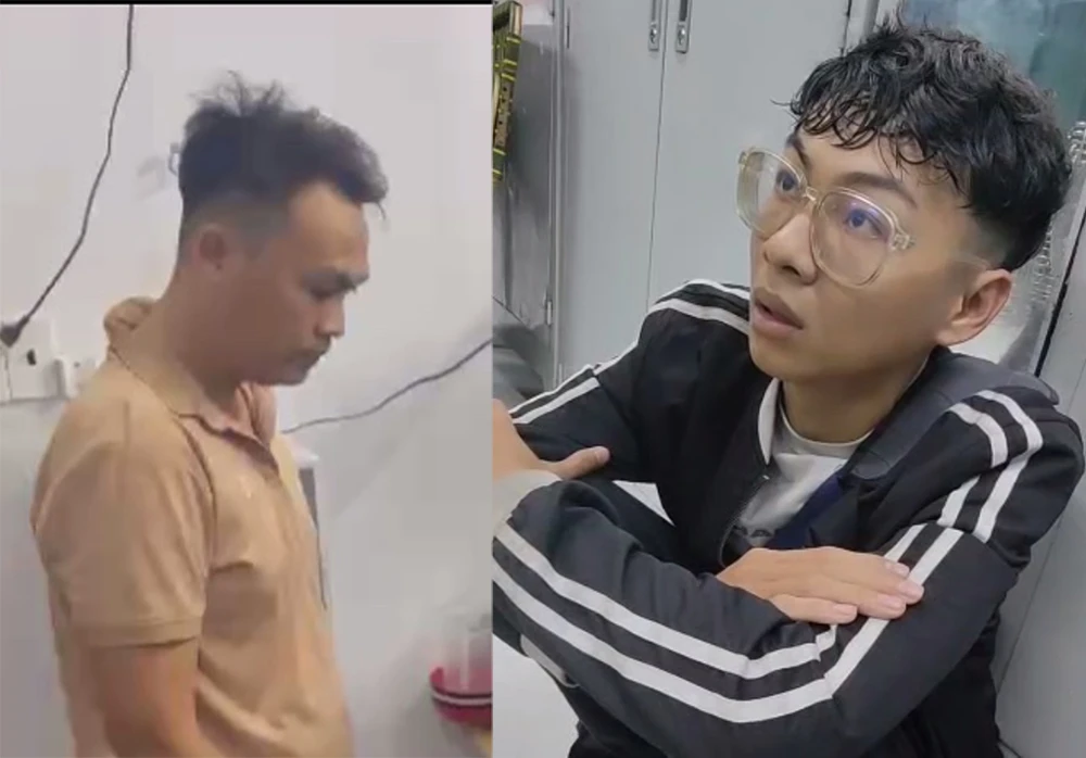 Năng (bên trái) và Phú tại cơ quan điều tra. Ảnh: CA Năng (bên trái) và Phú tại cơ quan điều tra. Ảnh: CA