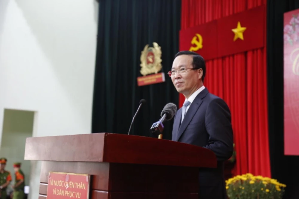 Chủ tịch nước Võ Văn Thưởng thăm, chúc tết Phòng Cảnh sát PCCC&CNCH, Công an TP HCM.