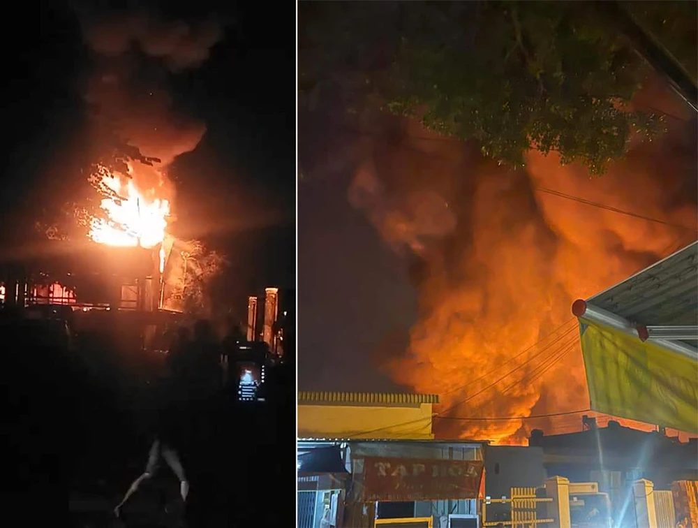 Kho hàng hóa cháy dữ dội lúc 2 giờ sáng, cảnh sát phong tỏa đường nhiều giờ