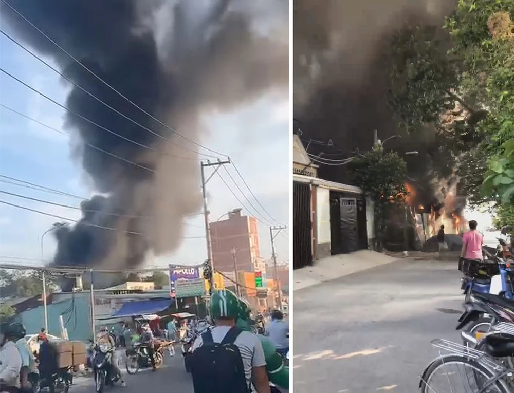 Kho xưởng sản xuất đồ mỹ thuật ở quận 12 bốc cháy dữ dội