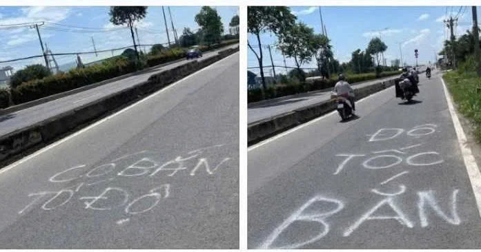Cảnh sát truy tìm thanh niên sơn dòng chữ 'bắn tốc độ' trên đường Lê Quang Đạo