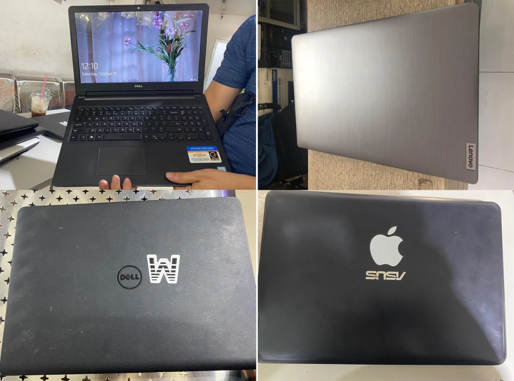 Các laptop do Sơn trộm được Công an thu hồi.