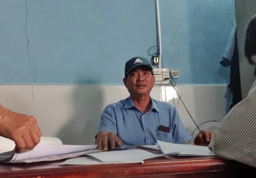 Võ Văn Hùng tại cơ quan công an. Ảnh: NY