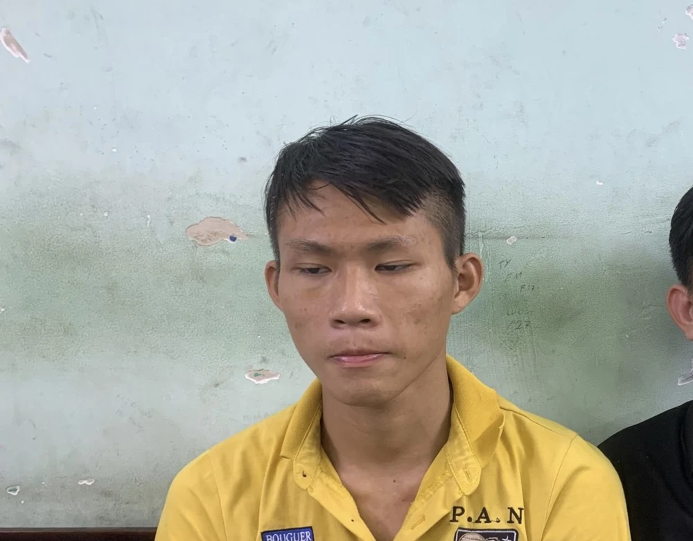 Nguyễn Nhật Trường An tại cơ quan công an. Ảnh: AX