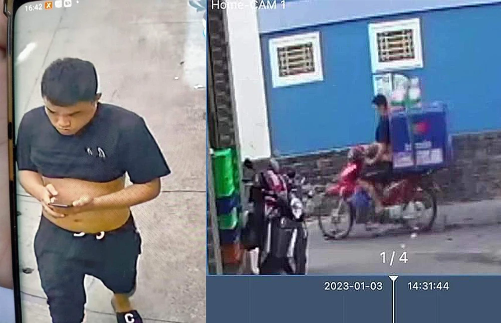 Hình ảnh camera khu vực ghi nhận Hòa đã lấy trộm xe máy của anh Tuấn. Ảnh: YÊN TÂN