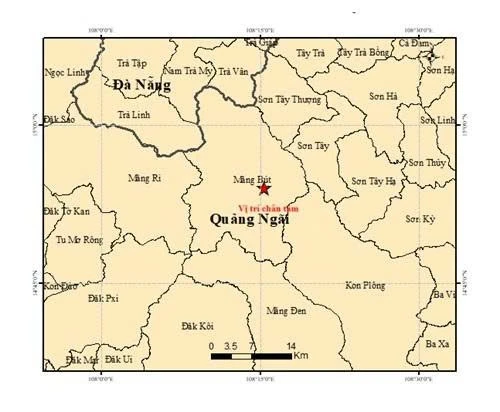 Hai trận động đất liên tiếp xảy ra ở Quảng Ngãi vào rạng sáng