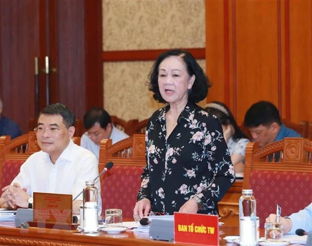 Thường trực Ban Bí thư Trương Thị Mai tại hội nghị giao ban đầu tiên của các Ban cán sự Đảng ở Trung ương.