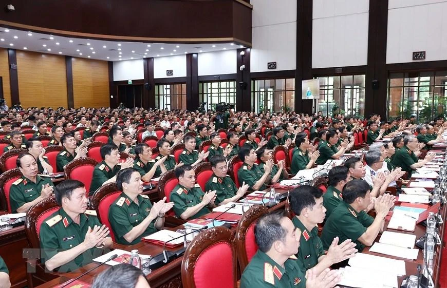 Các đại biểu dự Hội nghị Quân chính toàn quân 6 tháng đầu năm 2022. Ảnh: TTXVN