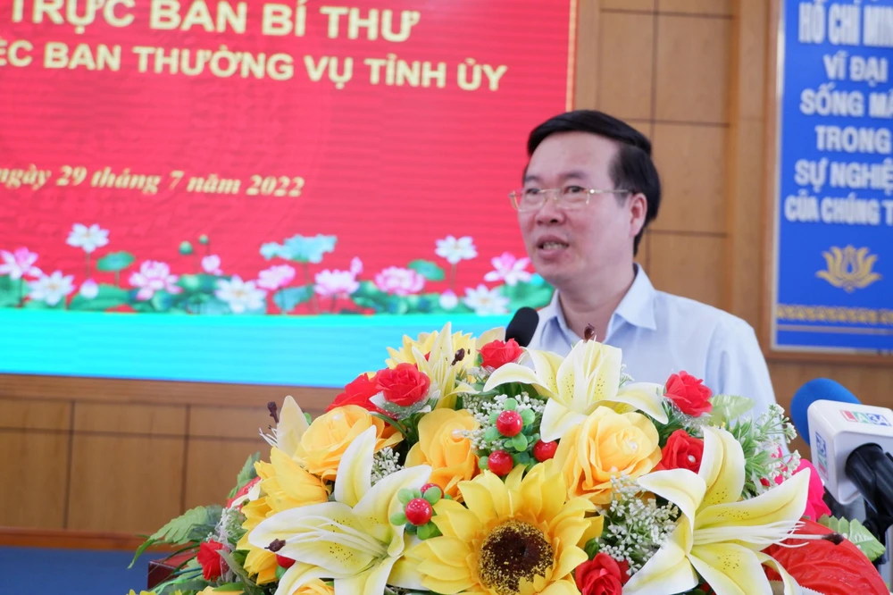 Thường trực Ban Bí thư Võ Văn Thưởng phát biểu tại buổi làm việc. Ảnh: HD
