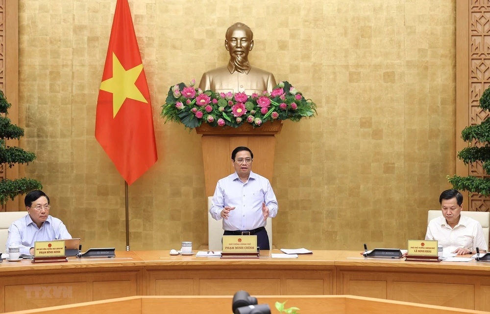 Thủ tướng Phạm Minh Chính chủ trì phiên họp Chính phủ thường kỳ tháng 7 năm 2022. Ảnh: TTXVN