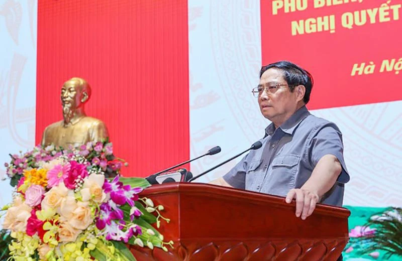 Thủ tướng Chính phủ Phạm Minh Chính phát biểu chỉ đạo hội nghị. Ảnh: VGP