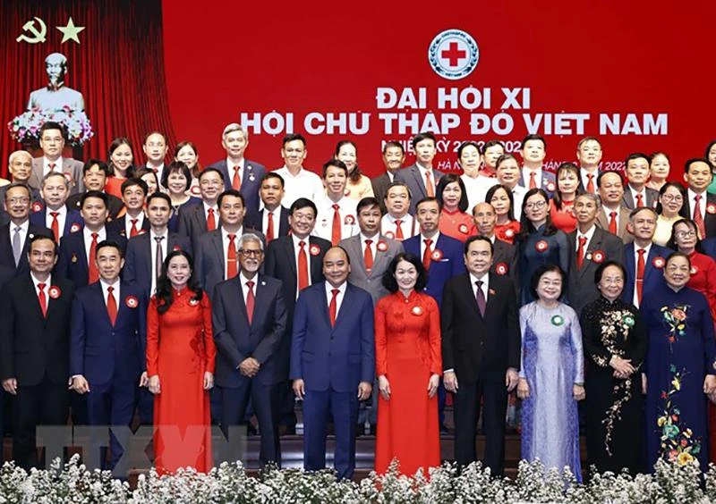 Chủ tịch nước Nguyễn Xuân Phúc với các đại biểu dự Đại hội. Ảnh: TTXVN