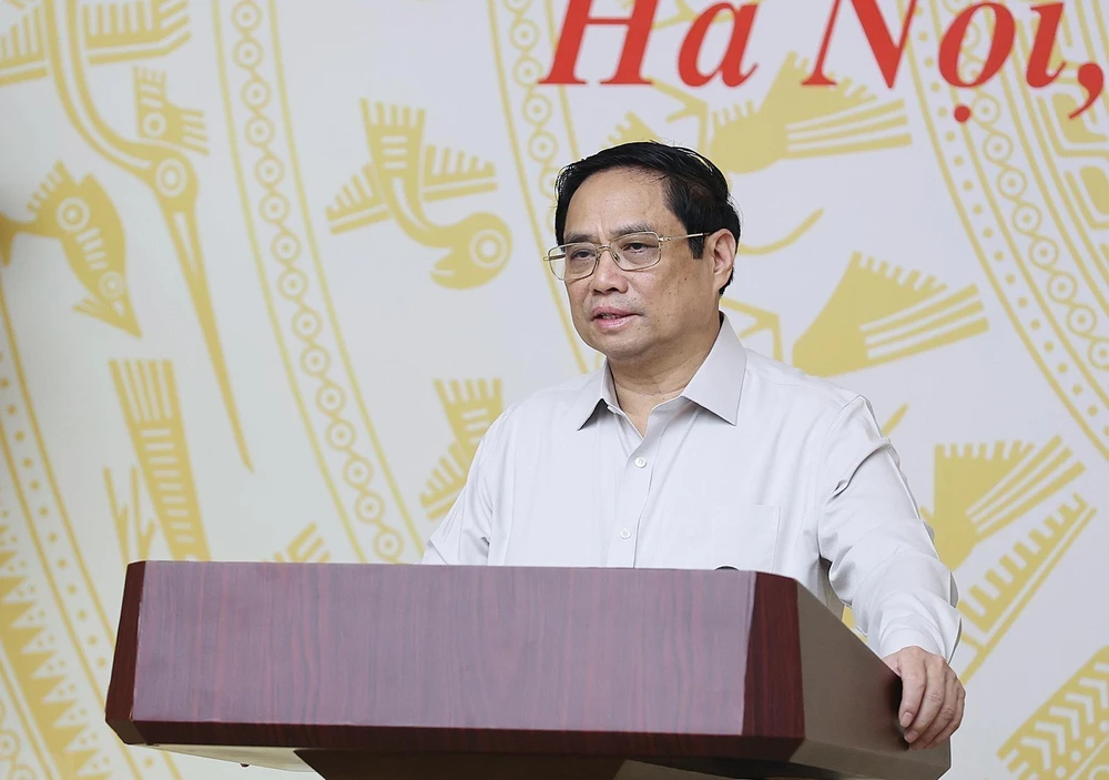 Thủ tướng Phạm Minh Chính phát biểu tại hội nghị. Ảnh: TTXVN