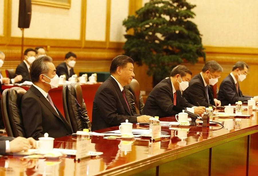 Tổng Bí thư Nguyễn Phú Trọng hội đàm với Tổng Bí thư, Chủ tịch nước Tập Cận Bình. Ảnh: TTXVN