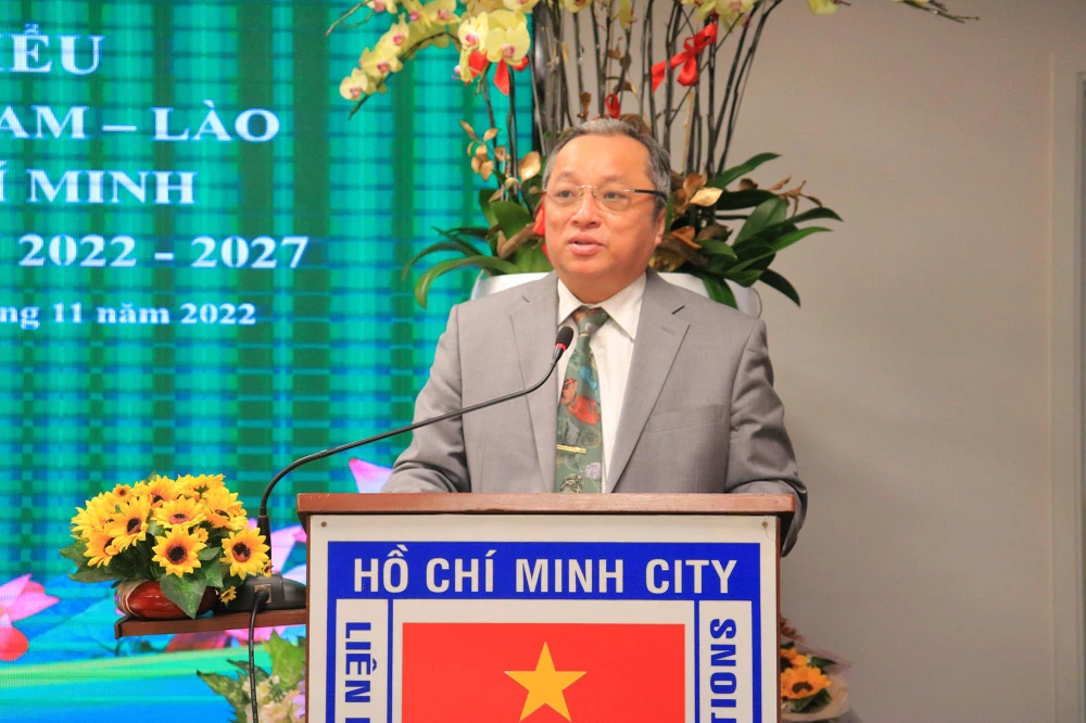 Ông Đỗ Việt Hà, Chủ tịch Liên hiệp các tổ chức hữu nghị TP.HCM phát biểu tại hội nghị. Ảnh: VÕ THƠ