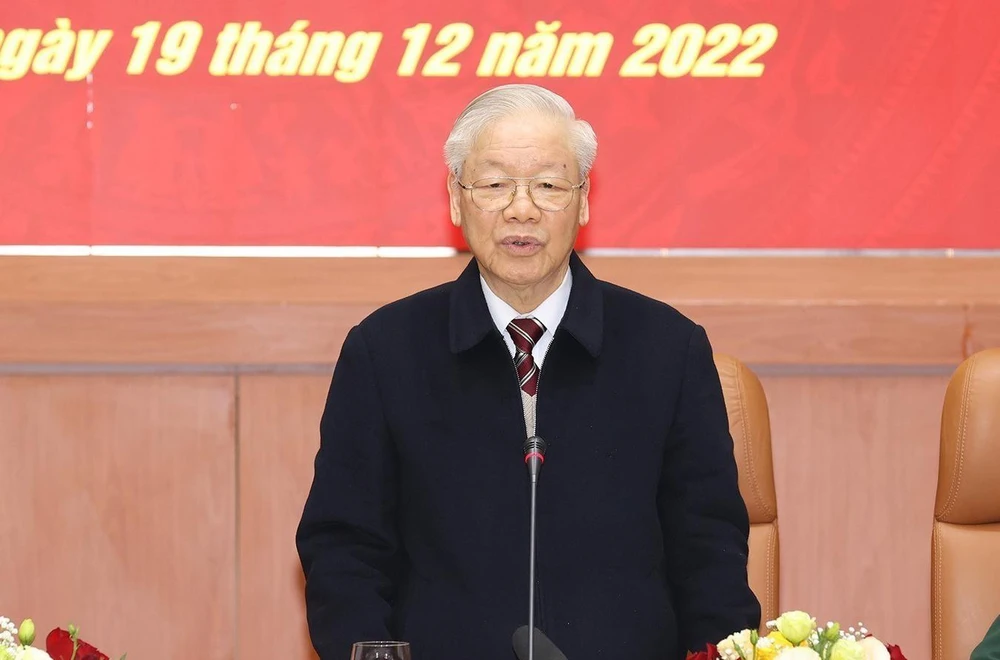 Tổng Bí thư Nguyễn Phú Trọng phát biểu tại Hội nghị. Ảnh: TTXVN