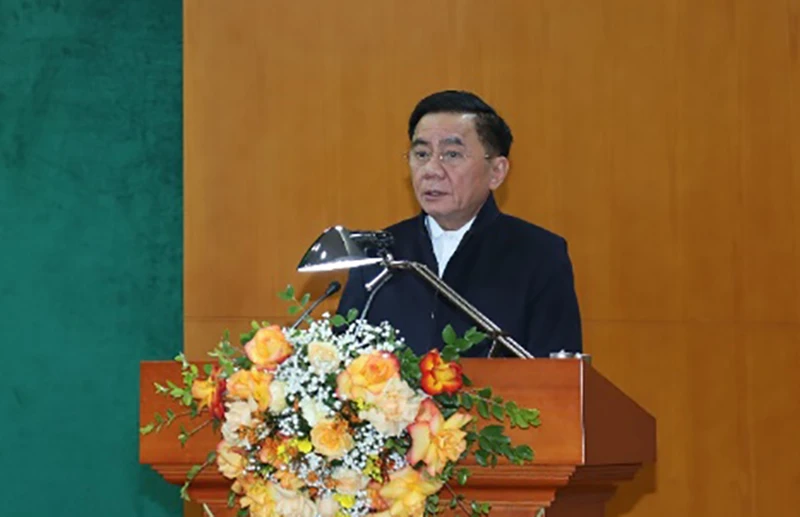 Chủ nhiệm UBKT Trung ương Trần Cẩm Tú phát biểu tại hội nghị. Ảnh: UBKTTW