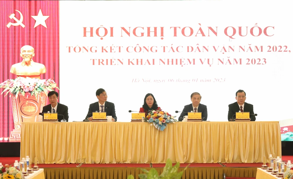 Các lãnh đạo Ban Dân vận tham dự hội nghị. Ảnh: TTXVN
