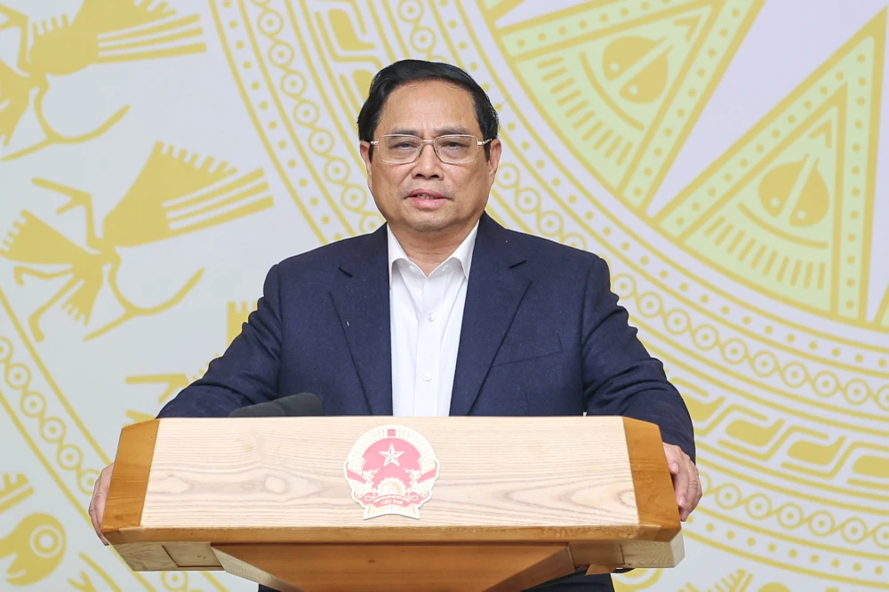 Thủ tướng Phạm Minh Chính phát biểu kết luận hội nghị. Ảnh: VGP