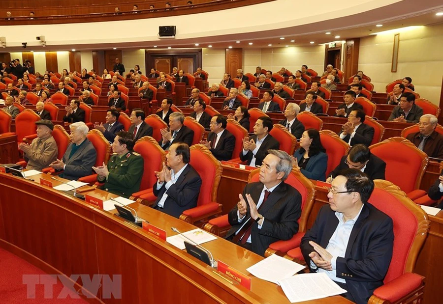 Các lãnh đạo Đảng, Nhà nước tham dự hội nghị. Ảnh: TTXVN