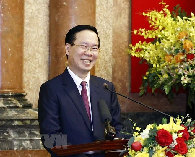 Chủ tịch nước Võ Văn Thưởng phát biểu tại buổi gặp gỡ lãnh đạo, cán bộ, công chức, viên chức, người lao động Văn phòng Chủ tịch nước. Ảnh: TTXVN