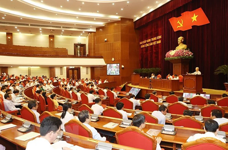 Tổng Bí thư Nguyễn Phú Trọng phát biểu kết luận hội nghị. Ảnh: TTXVN