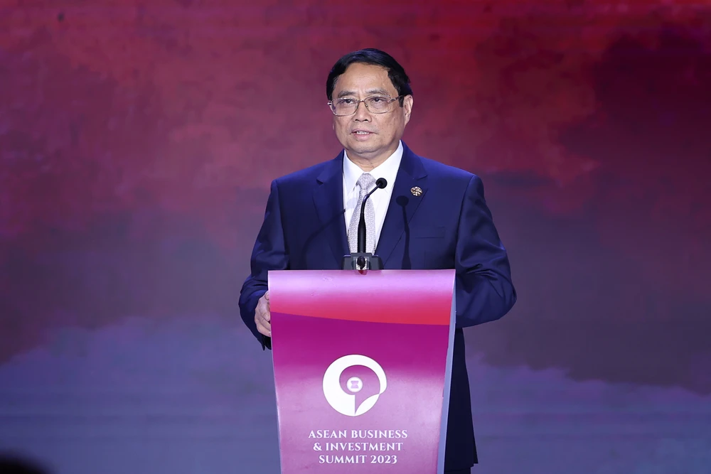 Thủ tướng Phạm Minh Chính phát biểu tại Hội nghị Thượng đỉnh Kinh doanh đầu tư ASEAN 2023. Ảnh: VGP Thủ tướng Phạm Minh Chính phát biểu tại Hội nghị Thượng đỉnh Kinh doanh đầu tư ASEAN 2023. Ảnh: VGP