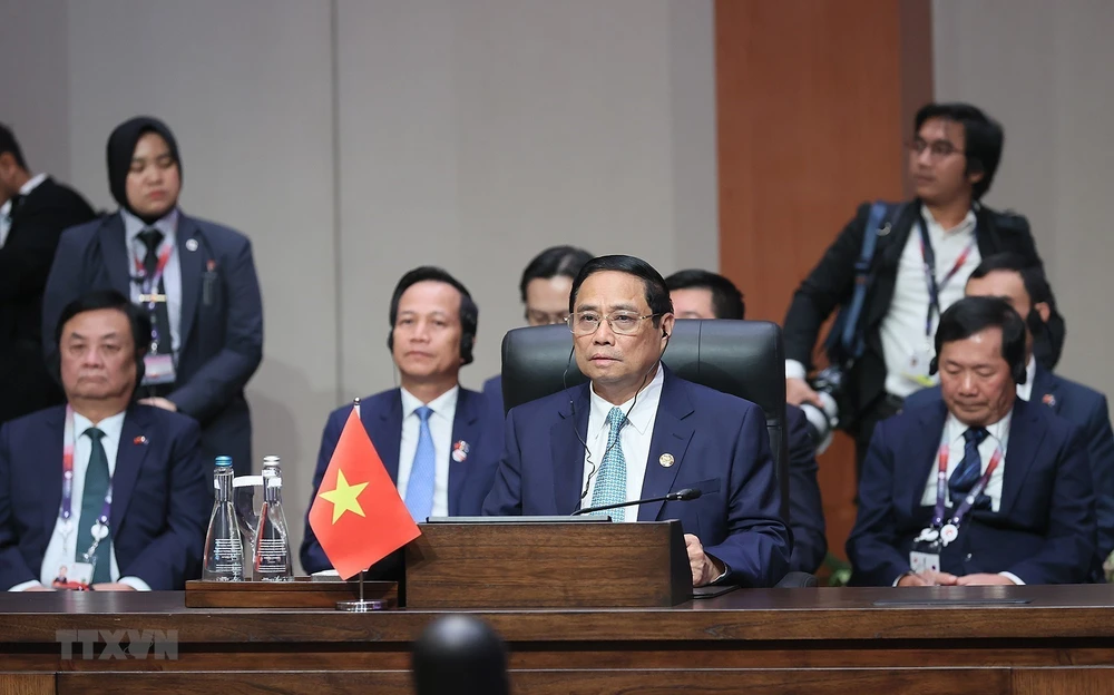 Thủ tướng Phạm Minh Chính phát biểu tại Hội nghị Cấp cao ASEAN-Ấn Độ lần thứ 20. Ảnh: TTXVN Thủ tướng Phạm Minh Chính phát biểu tại Hội nghị Cấp cao ASEAN-Ấn Độ lần thứ 20. Ảnh: TTXVN