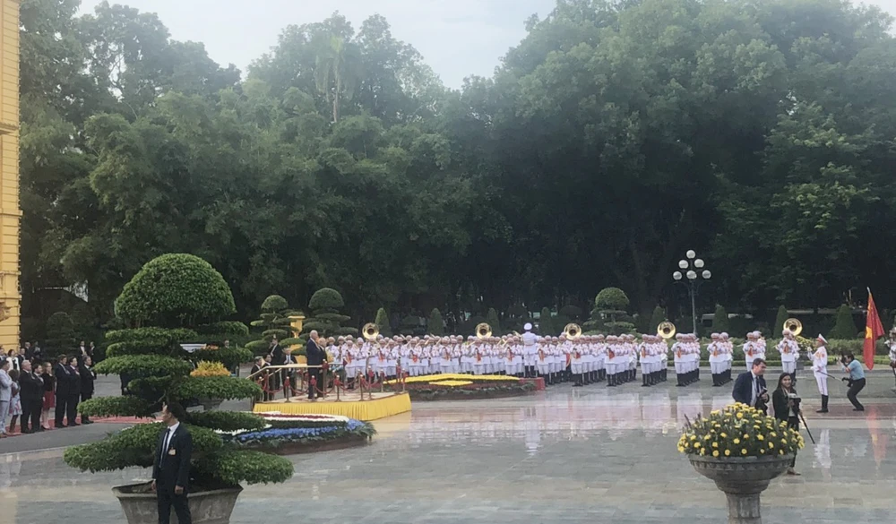 Lễ đón chính thức Tổng thống Mỹ Joe Biden đang được diễn ra. Ảnh: VIẾT THỊNH