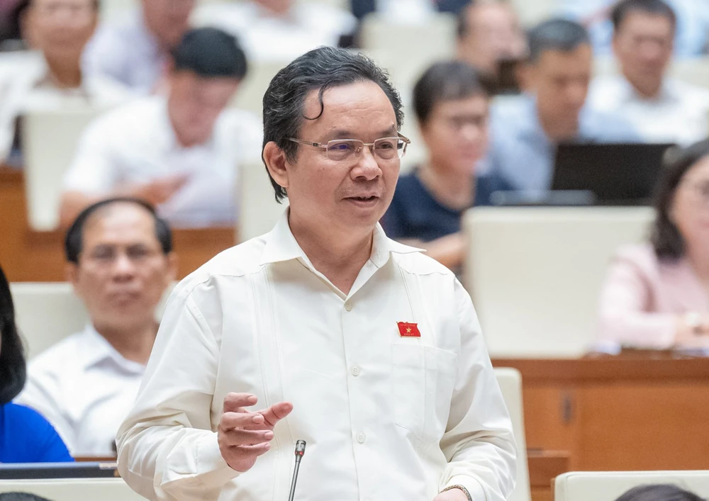 Đại biểu Hoàng Văn Cường (đoàn TP Hà Nội). Ảnh: PHẠM THẮNG