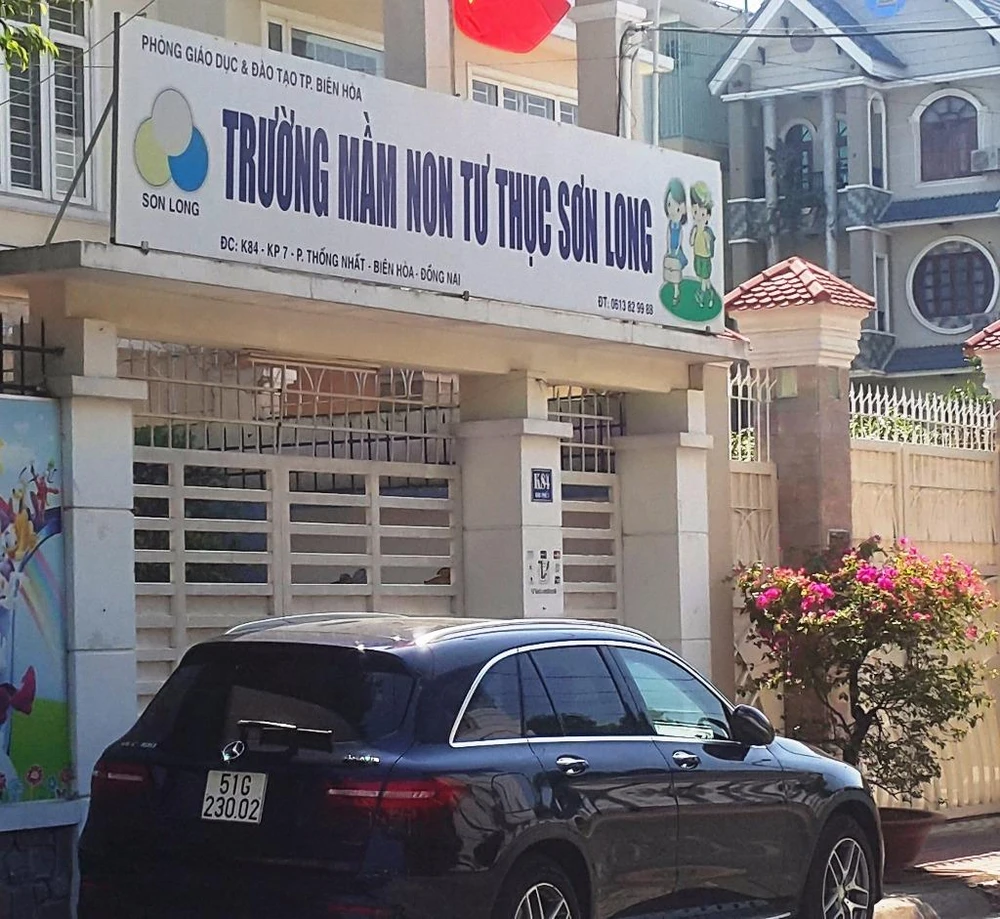 Trường mầm non tư thục Sơn Long nơi xảy ra sự việc.